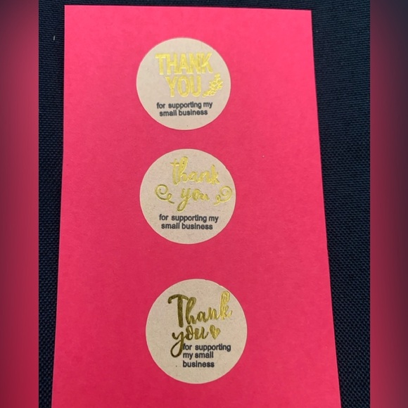 Thank You Sticker Labels 500 labels on roll. 1” Round NWT Gold Foil & Kraft - Picture 2 of 5